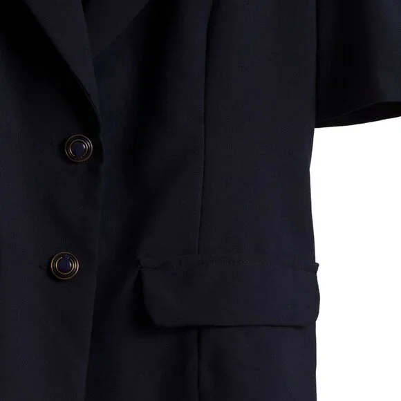 ENDE SA (Spain) Gabardine Viscose Blend Summer Blazer Midnight : L